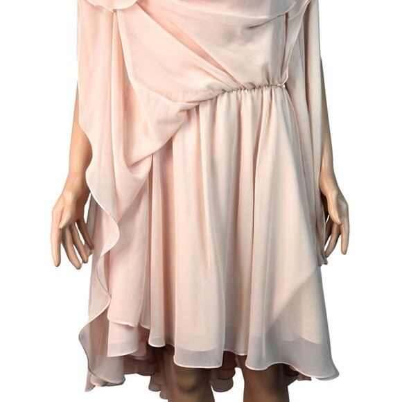 Affairs by Mori Lee Madeline Gardner Blush Pink Peach Strapless Chiffon Layered - Picture 4 of 15